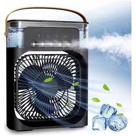 Resim Wondernest Taşınabilir Su Soğutmalı Masaüstü Fan Led Aydınlatmalı Buzlu Vantilatör Siyah 