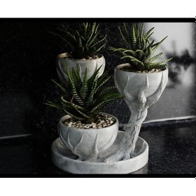 Resim 3d Üçlü Hand Of Tree Mermer Desenli Plastik Vazo Mermer Desen 