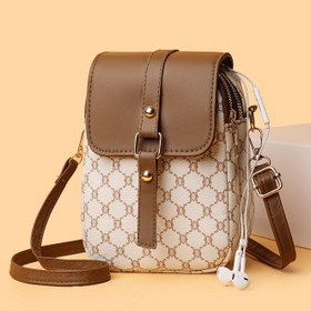 Resim Geometrik Desenli Kadın Mini Çapraz Vücut Çantası - Premium Dönüştürülebilir Omuz Çantası, Manyetik Kapatma ve Ayarlanabilir Askı, Telefon & Temel Eşyalar için Çoklu Bölmeler, Derin Kahverengi/Gri/Beyaz, Günlük ve Resmi Kıyafetler için Çok Yönlü Küçük Çapraz Vücut Çantası 