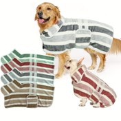 Resim Hızlı Kuruyan Çizgili Köpek Bornoz Havlu - Süper Emici, Ayarlanabilir Polyester Köpek Kurulama Bornozu - Banyo, Islak Yürüyüşler ve Yüzme İçin Mükemmel 