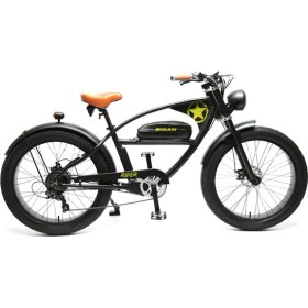 Resim Bisan Rider Elektrikli Bisiklet 46 cm Disk Fren 26 Jant 7 Vites Mat Siyah Yeşil 
