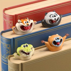 Resim Sevimli Karikatür 3D Hayvan Kitap İşaretleri - Dayanıklı PVC, Okuma ve Kırtasiye Hediyeleri için Sevimli Hayvan Tasarımları (Panda, Aslan, Timsah, Maymun), Kitap İşaretleri Okuma için 