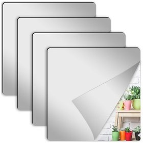 Resim Springsun 8x8 Cm Çerçevesiz Akrilik Duvar Aynası Seti, 4 Adet Otostik, 272 G Ağırlık Diğer 