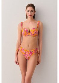 Resim Suwen Jungle Dolgulu Straplez Bikini Üst Sb25190648648 Turuncu Desenli 