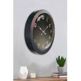 Resim Bahat Salon Ofis Duvar Saati Gri Metal Çerçeve 36 cm 