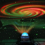 Resim Uzaktan Kumanda ve Sesle Etkinleştirilen RGB Aurora Kuzey Işıkları Efekti, Çok Renkli Masaüstü Dekoratif Aydınlatma, Yatak Odası, Oturma Odası için Şarj Edilemeyen Düğme Pili ile LED Yıldız Projektör Gece Lambası 