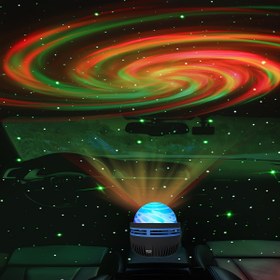 Resim Uzaktan Kumanda ve Sesle Etkinleştirilen RGB Aurora Kuzey Işıkları Efekti, Çok Renkli Masaüstü Dekoratif Aydınlatma, Yatak Odası, Oturma Odası için Şarj Edilemeyen Düğme Pili ile LED Yıldız Projektör Gece Lambası 