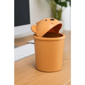 Resim Sevimli Turuncu Masaüstü Mini Çöp Kutusu, 1 Litre 
