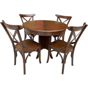 Resim Thonet (Iskandinav) Sandalye & Yuvarlak Masa Takımı Ceviz Renkte 