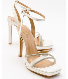 Resim Luvishoes Osea Ekru Bej Saten Kadın Topuklu Ayakkabı 