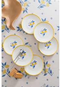 Resim Limon Desenli 25 Cm Premium Porselen Servis Tabağı - 6 Adet Sarı 