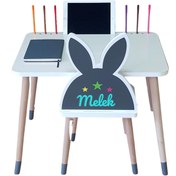 Resim Çocuk Aktivite Masa Sandalye Takımı 2-6 Yaş 1 Masa 1 Sandalye Tavşanlı 