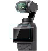 Resim Rogfer Djı Osmo Pocket 3 Puluz 9h 2.5d Hd Temperli Cam Lens Koruyucu + Ekran Filmi Şeffaf İçin 