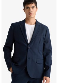 Resim Defacto Slim Fit Dar Kesim Çapraz Dokuma Düğmeli Blazer Ceket F7232AX25AU 