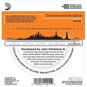 Resim D'Addario EJ10 80/20 Bronze Akustik Gitar Tel Seti - 10-47 Extra Light (Profesyonel) | Parlak ve Keskin Akustik Tını, Geleneksel Bronz Alaşım ve Üstün Projeksiyon 