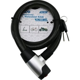 Resim Anahtarlı Metal Kaplama Kafa Çek-It Kilit Kapak Motor - Bisiklet Kilit Çelik Tel Siyah Şeffaf Kılıf 24MMX100CM (4741) 