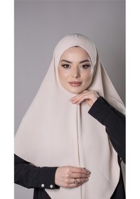 Resim Hürrem Bone Bej Pratik Hazır Geçmeli Tesettür Eşarp Aerobin Kumaş Düz Hijab 2309 12 