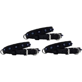 Resim Hakiki Deri Nazar Boncuklu Kedi Tasması Siyah 38CM X 1.5CM 3 Adet 