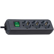 Resim Brennenstuhl Eco Line Serisi 3 Soketli IP20 Lisanslı Çocuk Korumalı 5 M Antrasit Uzatma Priz 