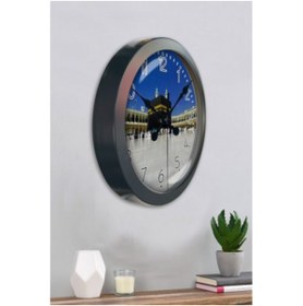 Resim Bahat Kabe Salon Ofis Duvar Saati Gri Metal Çerçeve 36 Cm 