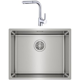 Resim Teka Linea 50.40 Paslanmaz Tezgahaltı Çelik Eviye Ve Ark 938 Krom Spiralli Batarya Set 