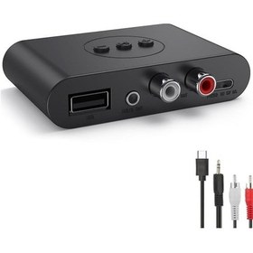 Resim Bluetooth 5.2 Ses Alıcısı Nfc Usb Flash Sürücü Rca 3,5 Mm Aux Usb Stereo Müzik Kablosuz Adaptörü Wi 