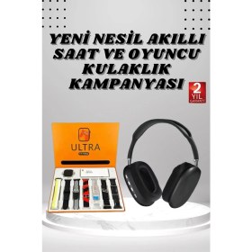 Resim Krm Kulak Üstü Kulaklık Pro9 ve Yeni Nesil Akıllı Saat Android ve Ios Uyumlu Anc Özelliği Kr 