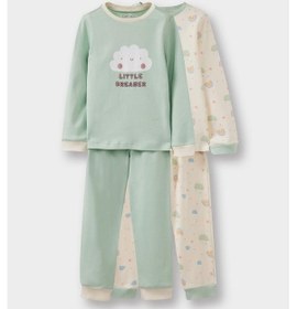 Resim Defacto Kız Bebek 4lü Pijama Takımı Baskılı Uzun Kollu Üst Uzun Alt F0633a525auer233 Ekru 