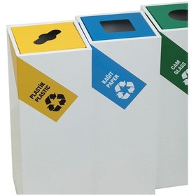 Resim 4'lü Metal Sıfır Atık Kutusu Geri Dönüşüm Çöp Kovası N11.126 