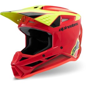 Resim Alpinestars SM3 Youth Fray Off-Road Çocuk Genç Motosiklet Kaskı Kırmızı Sarı 