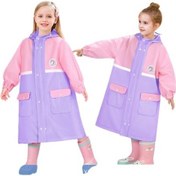Resim Fastbuy Kız Çocuk Tam Vücut Yağmurluğu, Su Geçirmez Mor Mor 