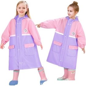 Resim Fastbuy Kız Çocuk Tam Vücut Yağmurluğu, Su Geçirmez Mor Mor 