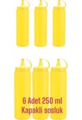 Resim GastroPlast 6 Adet 250 ml Kapaklı Sosluk,hardal Şişesı,yağlık,ketçap Şişesi 