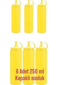 Resim GastroPlast 6 Adet 250 ml Kapaklı Sosluk,hardal Şişesı,yağlık,ketçap Şişesi 