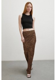Resim Never More Leopar Desenli Verev Etek Kahve Kahve 