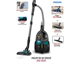 Resim Philips LED Başlıklı Kumandalı Otomatik Sensörlü Marathon Ultimate Yüksek Emiş Güçlü Premium Torbasız Süpürge,turbo Başlıklı Powercyclone 10 Teknolojili 