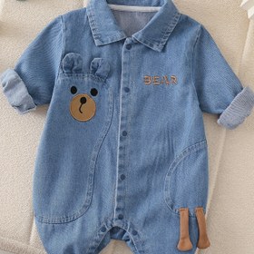 Resim 1 adet Sevimli Ayı Nakışlı Kotlu Romper Küçük Kız İçin - Yumuşak Uzun Kollu Tulum, 3D Kulaklar, Snap Kapatma ve Cep, Açık Mavi Kot ve Kahverengi Detaylar, Bahar ve Sonbahar İçin Mükemmel, Küçük Kız Romper, Bahar Kıyafeti, Eğlenceli Kıyafet, Yumuşak Kumaş Romper, Açık Hava İçin Mükemmel 