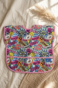 Resim melonika Zesty Pop-Art Desenli Su Geçirmez Kolsuz Bebek Mama Önlüğü - Sıvı Geçirmez, Kırıntı Cepli ve Leke Tu 