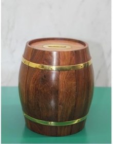 Resim Pirinç Ahşap Fıçı Kumbara 