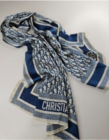 Resim Miorel Scarfs Yeni Sezon Harf Desen Cd Vual İpek Şal Fular Silk Scarfs Shawl Hijab Lacivert 