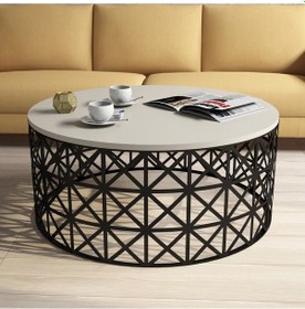 Resim Selin Metal Ferforje Orta Sehpa - Krem 