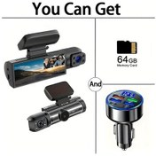 Resim Xuweiwei Araçlar İçin Çiftli Dvr Araç Kamerası 1080p Hd Ön Ve Kabin Kaydı 64g Hafıza Kartlı Qc3 1a Hızlı Şarj 