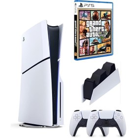 Resim Sony Playstation 5 Slim Standart Edition + 2. DualSense + Şarj İstasyonu + GTA 5 (İthalatçı Garantili) 