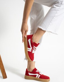 Resim Getcho Ugarte Kadın Kırmızı Beyaz Günlük Sneaker Şık Retro Taban Detay Rahat Enerjik Spor Ayakkabı Modeli 