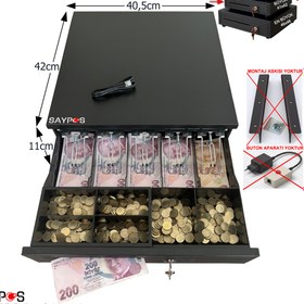 Resim SAYPOS 5 Geniş Kağıt Para Gözlü Yazarkasa Bağlantılı ve Anahtardan Açılır Büyük Para Çekmecesi 40,5x42x11cm 