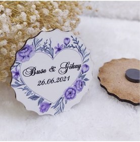 Resim Kalp Baskılı Ahşap Buzdolabı Magnet 30 Adet 