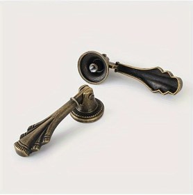 Resim Dashanshop Antika Görünümlü 2li Bronz Dolaş Ve Dolap Kolu - Süslü Metal Tutamak Bronz 
