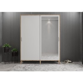 Resim İmaj Sürgülü Portmanto Vestiyer Meşe Beyaz - Montaj Dahil 120 Cm 