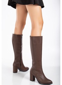 Resim Valery Topuklu Deri Çizme Siyah taba 