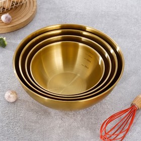 Resim Üç Parça Paslanmaz Çelik Karıştırma Kabı, Yoğurma Kabı, Salata Kabı, Mutfak Gıda Pişirme Eşyaları 